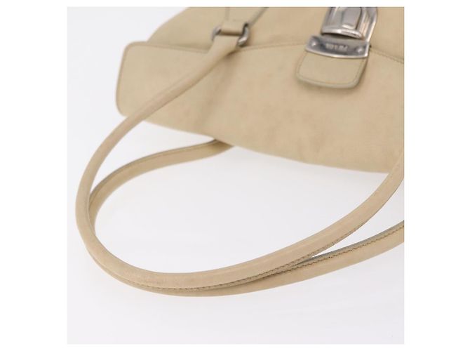 PRADA Tote Bag Leather Ivory Silver - vista 9