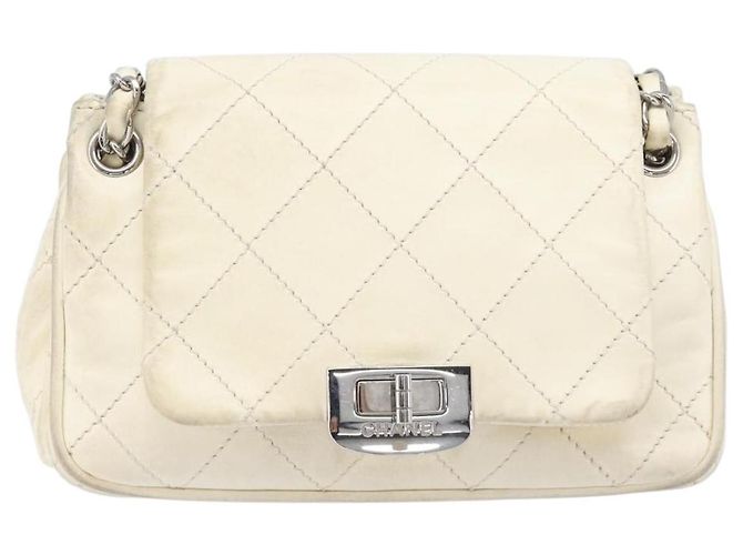 CHANEL Chain Shoulder Bag Leather Beige Silver CC - vista 13