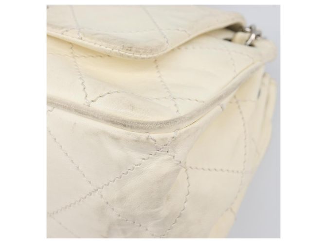CHANEL Chain Shoulder Bag Leather Beige Silver CC - vista 16
