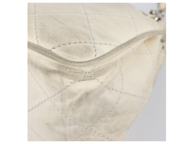 CHANEL Chain Shoulder Bag Leather Beige Silver CC - vista 18