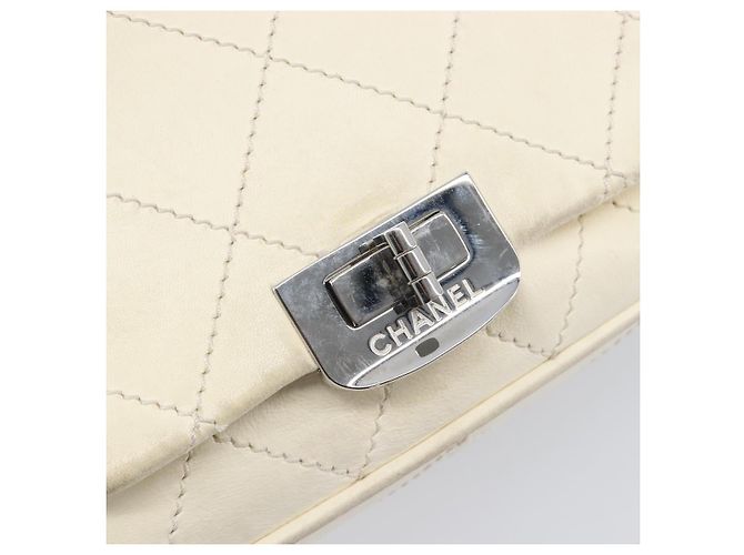 CHANEL Chain Shoulder Bag Leather Beige Silver CC - vista 21