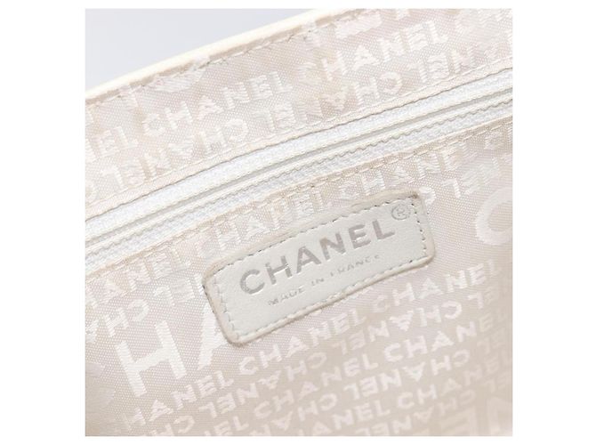 CHANEL Chain Shoulder Bag Leather Beige Silver CC - vista 24