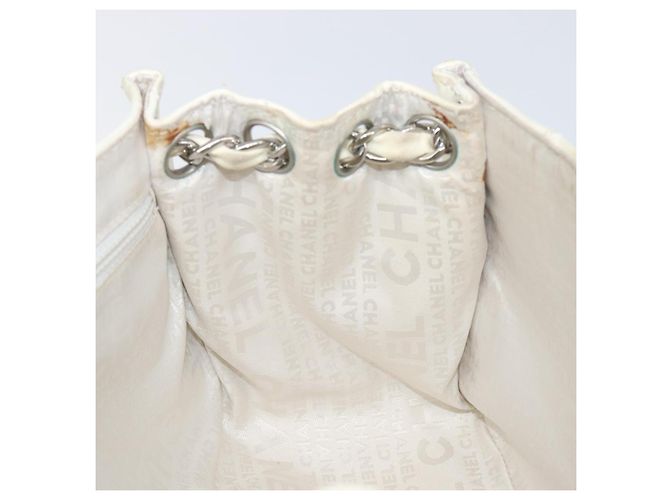 CHANEL Chain Shoulder Bag Leather Beige Silver CC - vista 25