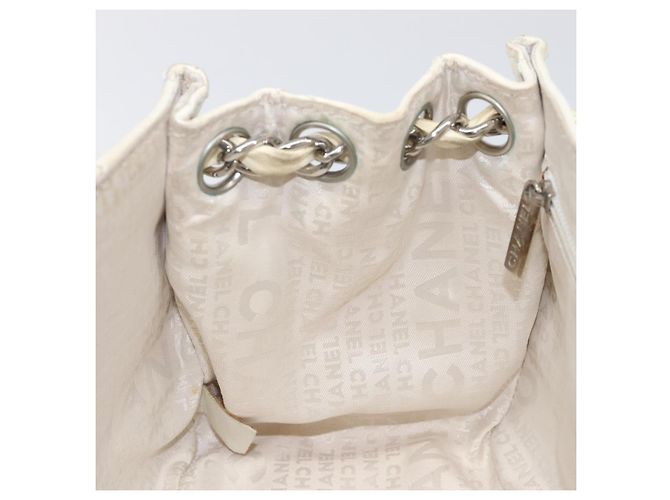 CHANEL Chain Shoulder Bag Leather Beige Silver CC - vista 26