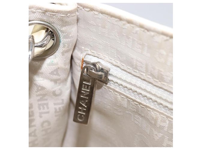 CHANEL Chain Shoulder Bag Leather Beige Silver CC - vista 27