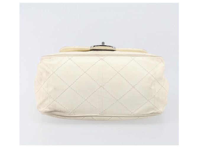 CHANEL Chain Shoulder Bag Leather Beige Silver CC - vista 6