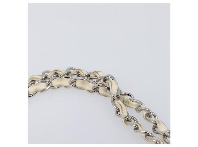 CHANEL Chain Shoulder Bag Leather Beige Silver CC - vista 8