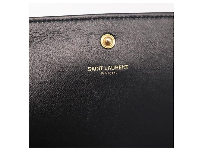 Autre Marque Saint Laurent Wallet On Chain Shoulder Bag Satin Black Gold - vista 19