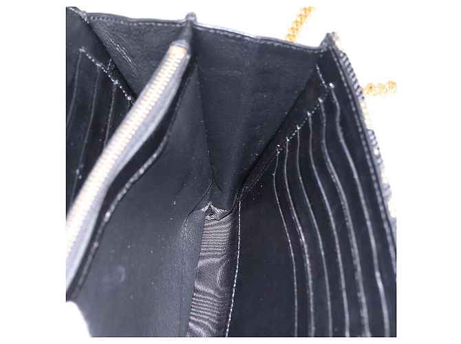 Autre Marque Saint Laurent Wallet On Chain Shoulder Bag Satin Black Gold - vista 20