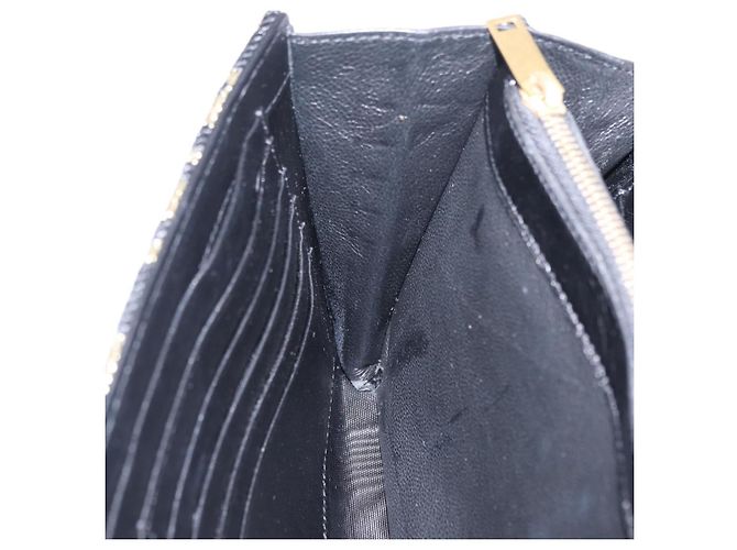 Autre Marque Saint Laurent Wallet On Chain Shoulder Bag Satin Black Gold - vista 21
