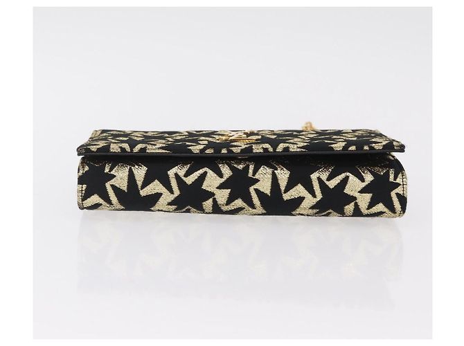 Autre Marque Saint Laurent Wallet On Chain Shoulder Bag Satin Black Gold - vista 6