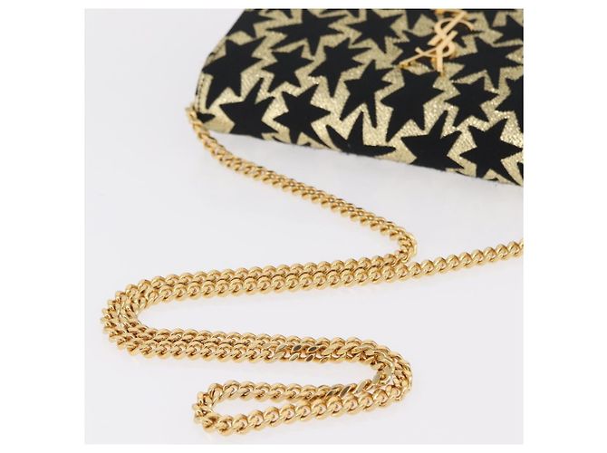 Autre Marque Saint Laurent Wallet On Chain Shoulder Bag Satin Black Gold - vista 8
