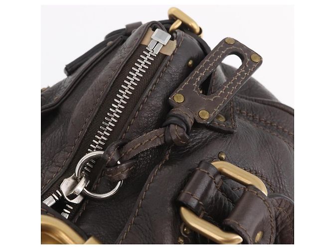 Chloé Chloe Paddington Hand Bag Leather Brown Gold Silver - vista 17