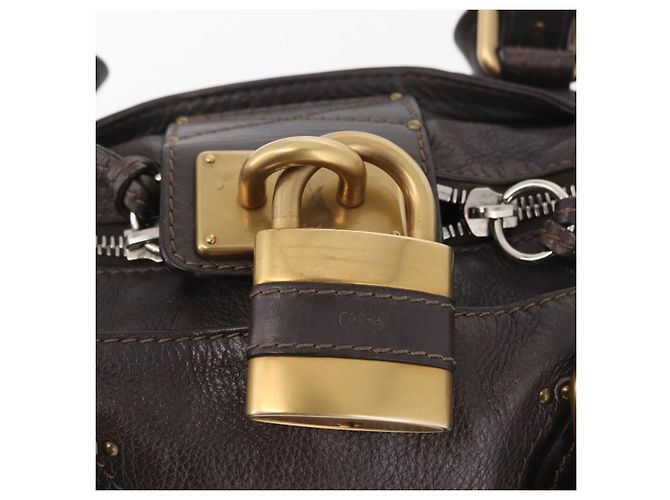 Chloé Chloe Paddington Hand Bag Leather Brown Gold Silver - vista 19