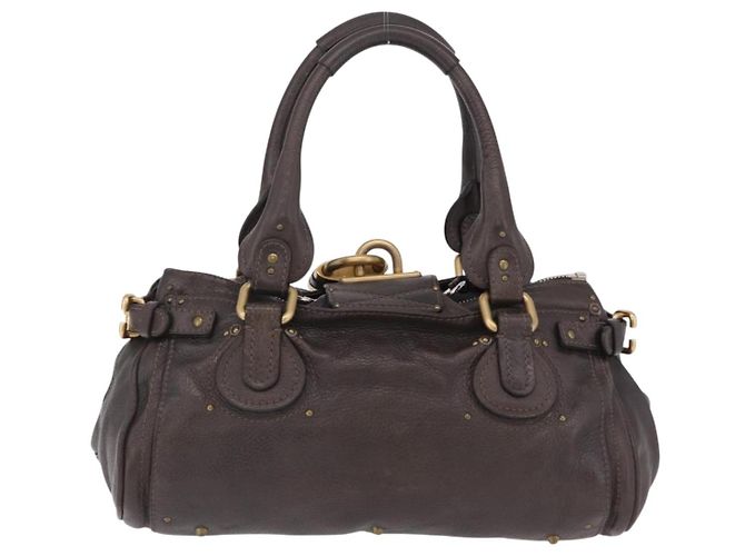 Chloé Chloe Paddington Hand Bag Leather Brown Gold Silver - vista 2