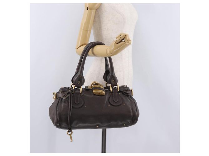 Chloé Chloe Paddington Hand Bag Leather Brown Gold Silver - vista 26