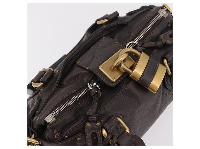Chloé Chloe Paddington Hand Bag Leather Brown Gold Silver - vista 6
