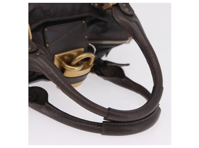 Chloé Chloe Paddington Hand Bag Leather Brown Gold Silver - vista 7