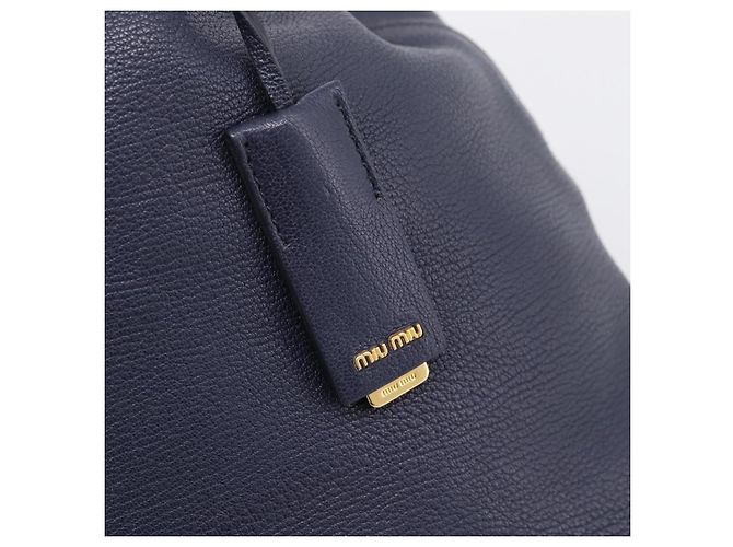 Miu Miu Tote Bag Leather 2way Navy Gold - vista 18