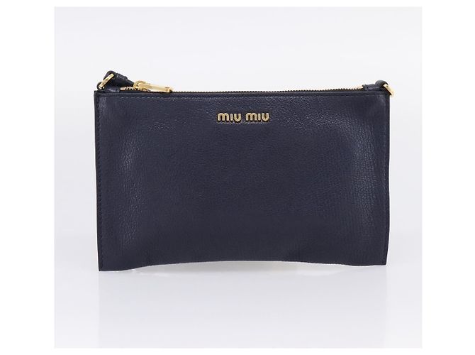 Miu Miu Tote Bag Leather 2way Navy Gold - vista 21