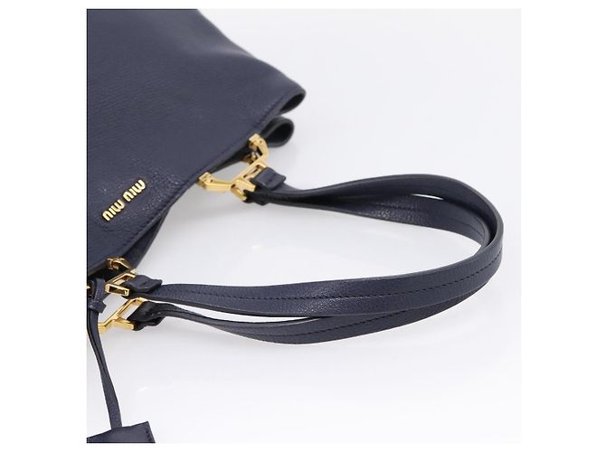 Miu Miu Tote Bag Leather 2way Navy Gold - vista 7