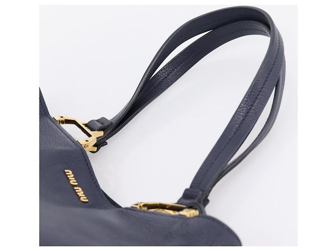 Miu Miu Tote Bag Leather 2way Navy Gold - vista 8