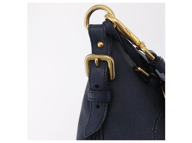 PRADA Shoulder Bag Jacquard Navy Gold - vista 19