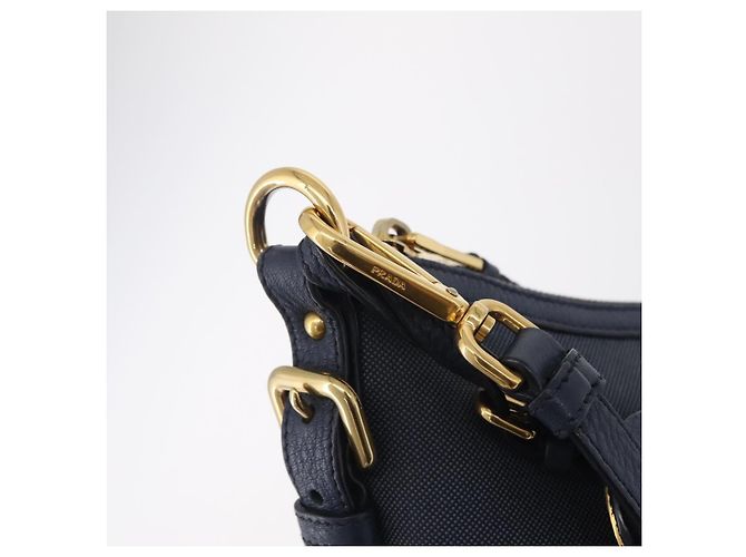 PRADA Shoulder Bag Jacquard Navy Gold - vista 20