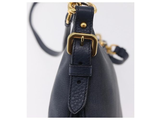 PRADA Shoulder Bag Jacquard Navy Gold - vista 9