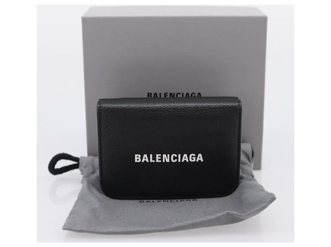 Balenciaga Everyday Compact Wallet Leather Black Gold - vista 12