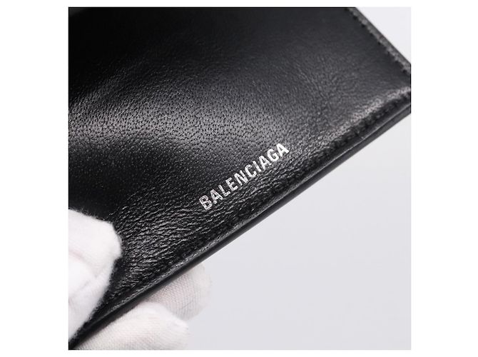 Balenciaga Everyday Compact Wallet Leather Black Gold - vista 18