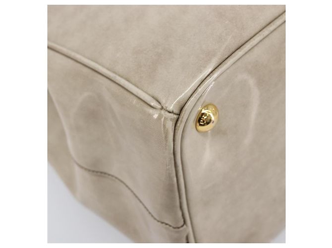 PRADA Hand Bag Patent Beige Gold Tone - vista 16