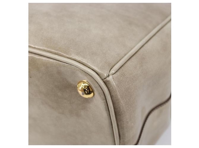 PRADA Hand Bag Patent Beige Gold Tone - vista 17
