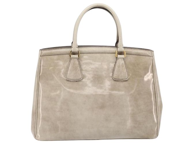 PRADA Hand Bag Patent Beige Gold Tone - vista 2