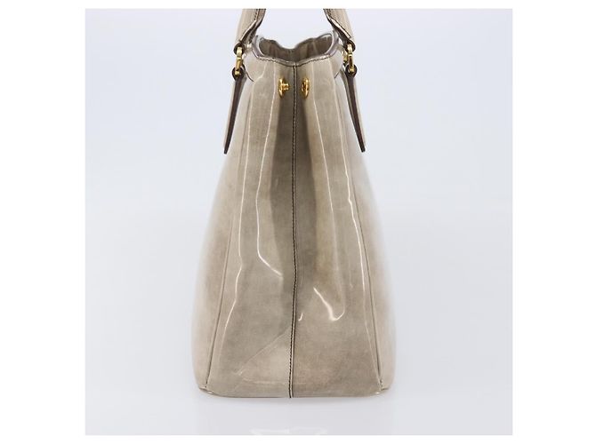 PRADA Hand Bag Patent Beige Gold Tone - vista 4