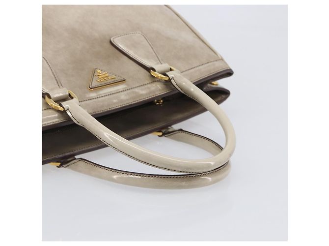 PRADA Hand Bag Patent Beige Gold Tone - vista 7