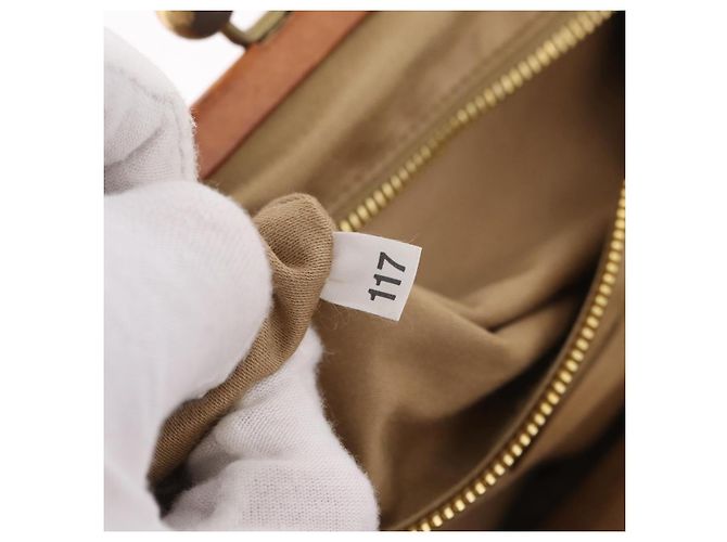 Miu Miu Bamboo Hand Bag Cotton 2way Beige Gold - vista 12