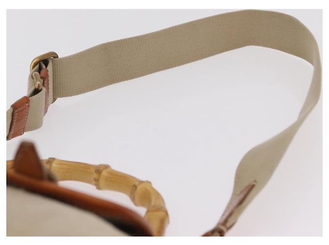 Miu Miu Bamboo Hand Bag Cotton 2way Beige Gold - vista 15