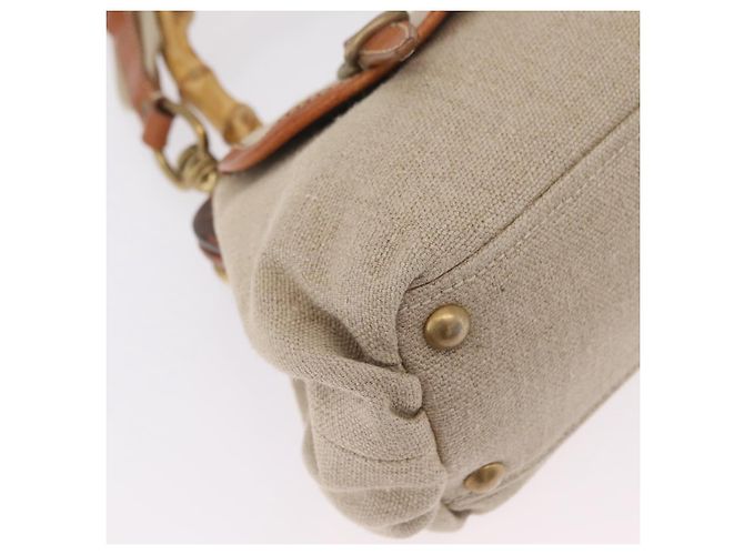 Miu Miu Bamboo Hand Bag Cotton 2way Beige Gold - vista 18
