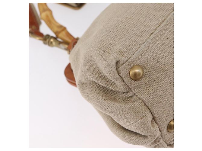 Miu Miu Bamboo Hand Bag Cotton 2way Beige Gold - vista 20