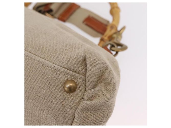 Miu Miu Bamboo Hand Bag Cotton 2way Beige Gold - vista 21