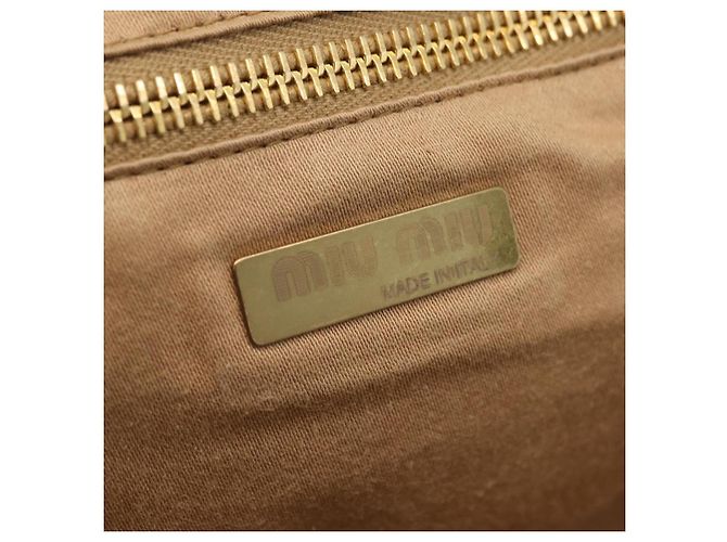 Miu Miu Bamboo Hand Bag Cotton 2way Beige Gold - vista 24