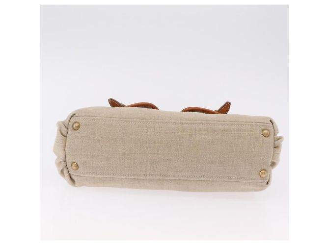 Miu Miu Bamboo Hand Bag Cotton 2way Beige Gold - vista 5