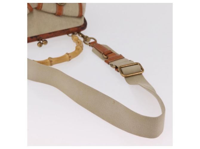 Miu Miu Bamboo Hand Bag Cotton 2way Beige Gold - vista 9