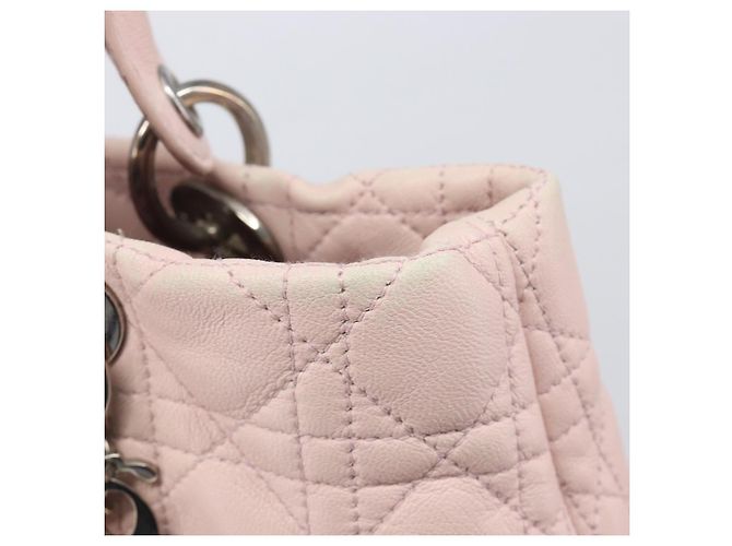 Christian Dior Cannage Lady Dior Hand Bag Lamb Skin Pink Silver - vista 10