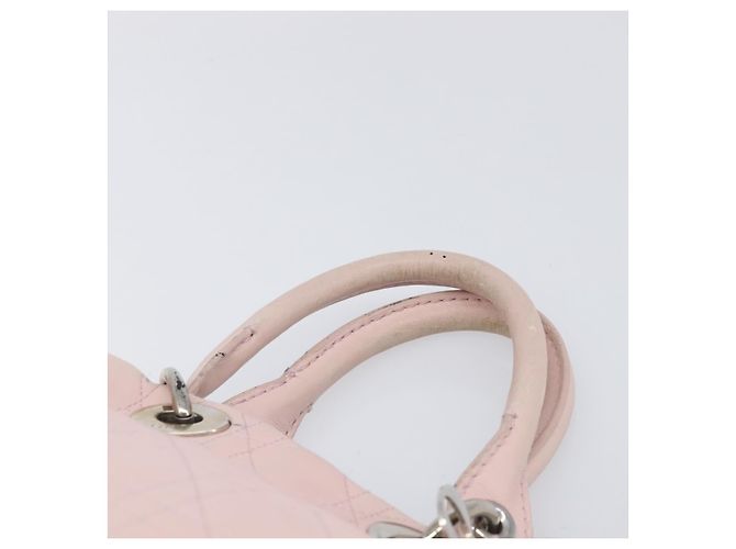 Christian Dior Cannage Lady Dior Hand Bag Lamb Skin Pink Silver - vista 15