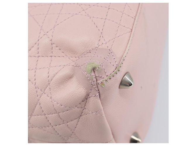 Christian Dior Cannage Lady Dior Hand Bag Lamb Skin Pink Silver - vista 19