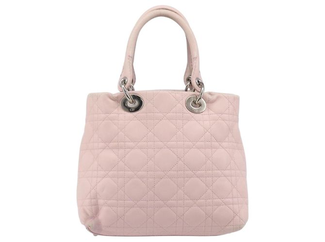 Christian Dior Cannage Lady Dior Hand Bag Lamb Skin Pink Silver - vista 2