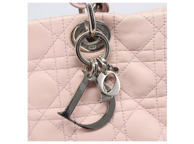 Christian Dior Cannage Lady Dior Hand Bag Lamb Skin Pink Silver - vista 21