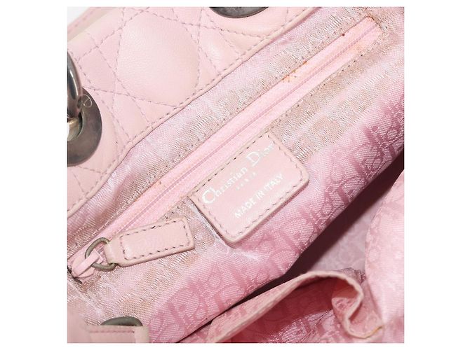 Christian Dior Cannage Lady Dior Hand Bag Lamb Skin Pink Silver - vista 22